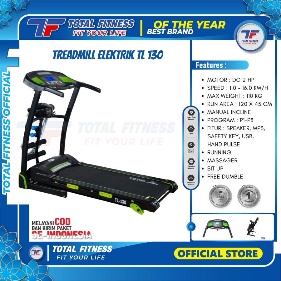 TOTAL GYM - New Alat Olahraga Fitness Gym Walking Pad Treadmill Listrik Elektrik Total TL 130 + Massager - Image 2