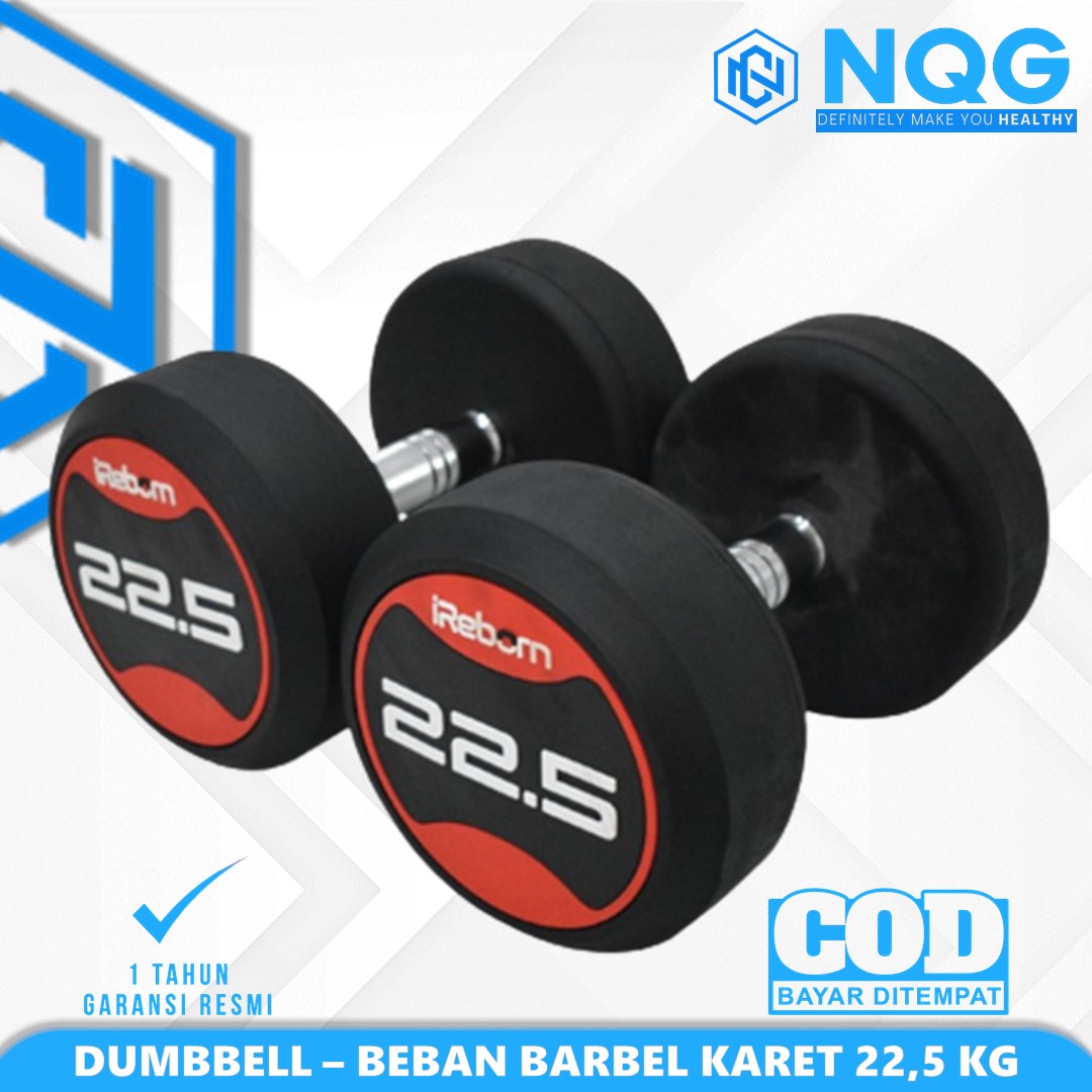 IREBORN - New Alat Olahraga Fitness Rubber Dumbbell Beban Barbell Karet iReborn 22,5 Kg