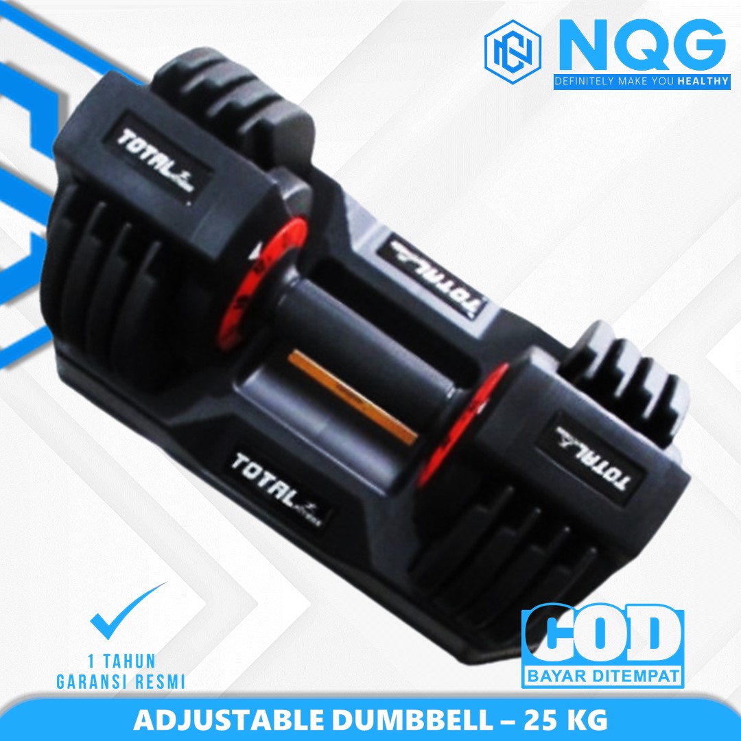 TOTAL GYM - New Alat Olahraga Fitness Gym Adjustable Dumbbell Total Fitness Berat 25 Kg Black