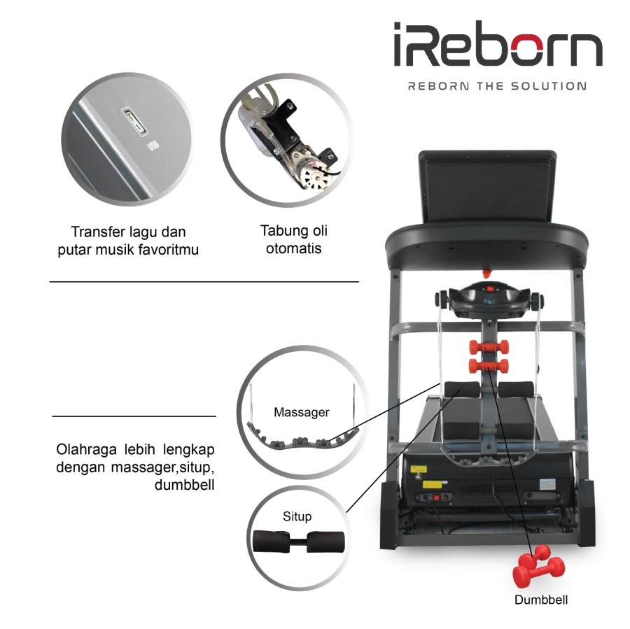 IREBORN - New Alat Olahraga Fitness Gym Walking Pad Treadmill Listrik Elektrik iReborn Florence Auto Incline - Image 4