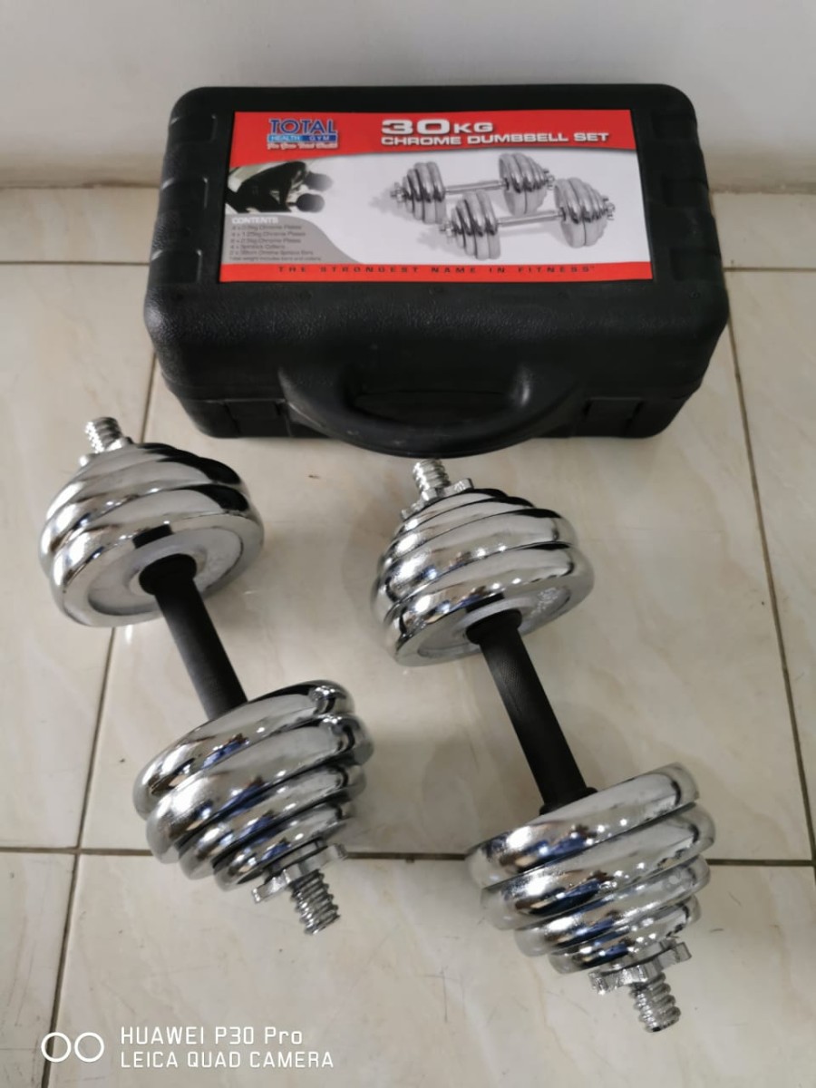TOTAL GYM - New Alat Olahraga Angkat Beban Fitness Dumbbell Set Chrome 30 Kg Total Fitness - Image 2
