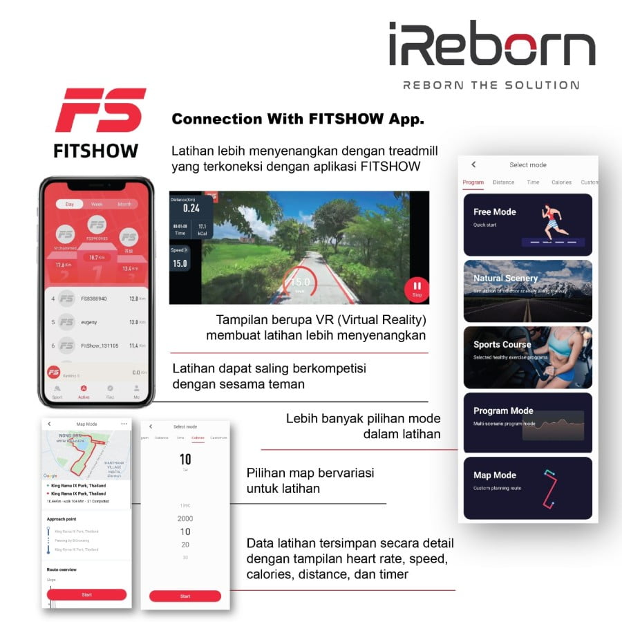IREBORN - New Alat Olahraga Fitness Gym Walking Pad Treadmill Listrik iReborn i Smart - Image 4