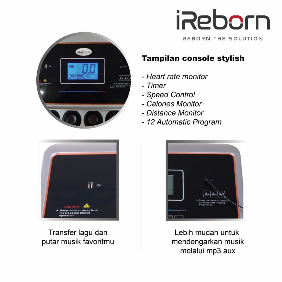 IREBORN - New Alat Olahraga Fitness Gym Walking Pad Treadmill Listrik iReborn i Turin M5 Auto Incline - Image 5