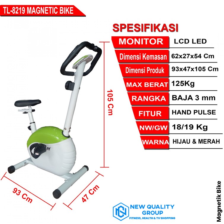 TOTAL GYM - New Alat Olahraga Sepeda Statis Fitness Total TL 8219 RC Magnetic Static Bike Cardio - Image 2