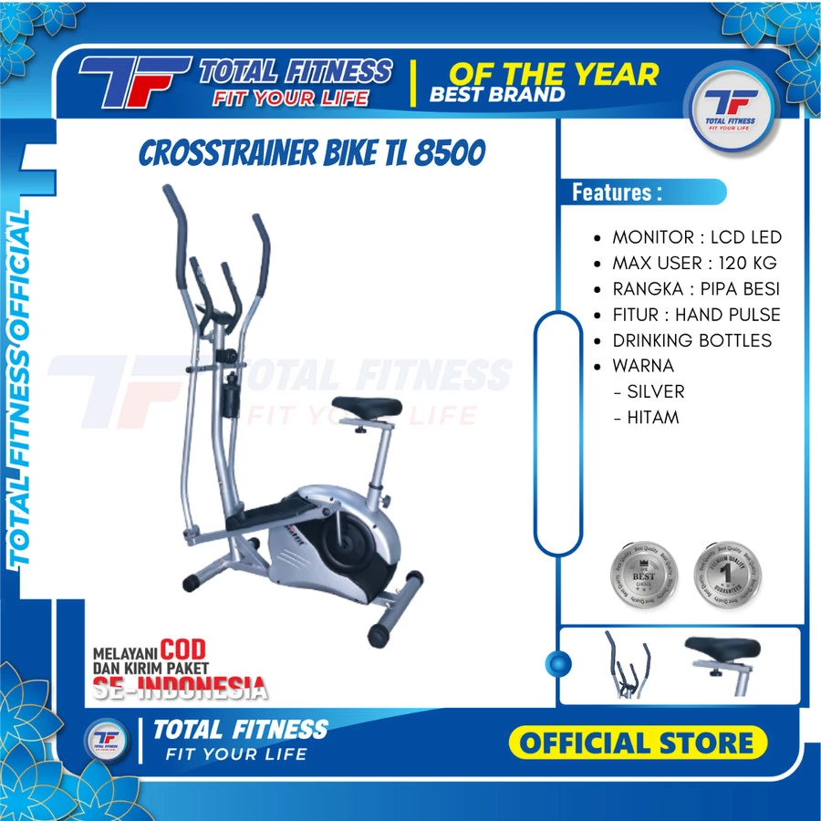 TOTAL GYM - New Alat Olahraga Gym Fitness Sepeda Statis Elliptical Static Bike Crosstrainer TL 8500 - Image 2