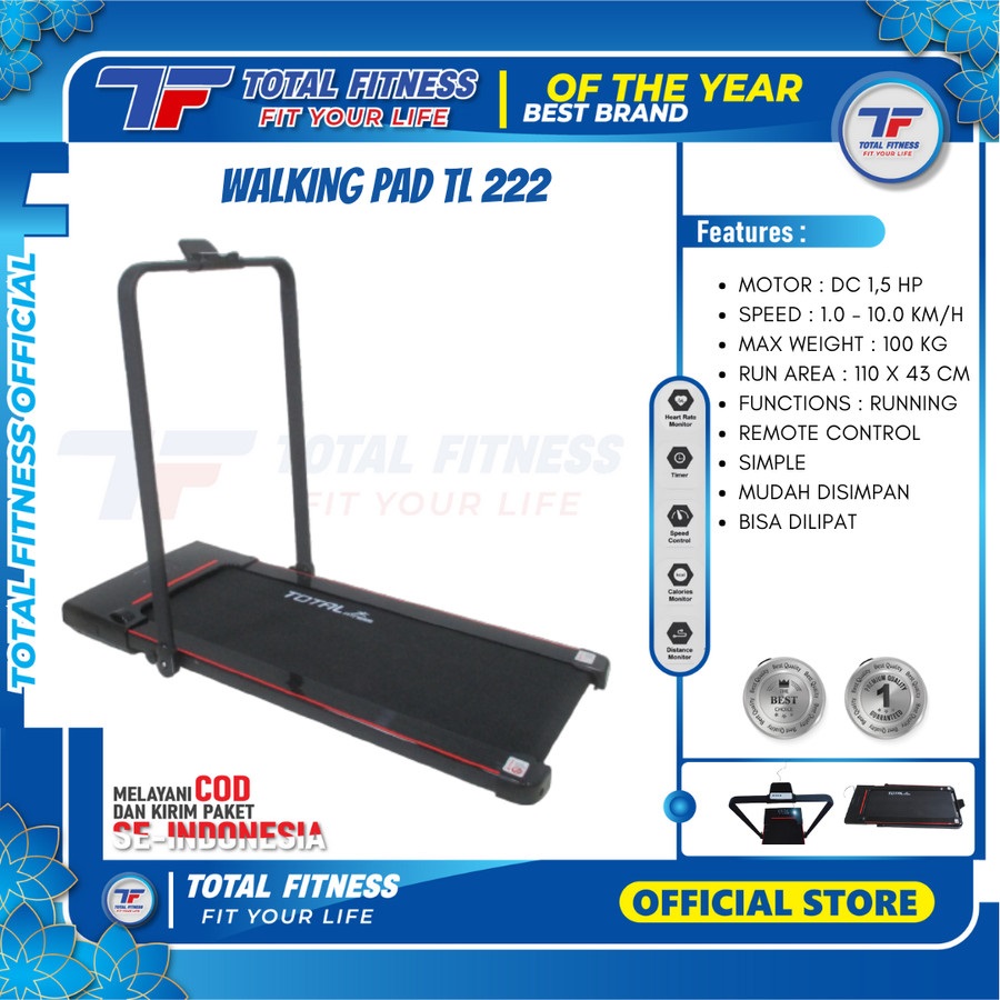 TOTAL GYM - New Alat Olahraga Fitness Gym Walking Pad Smart Treadmill Listrik Elektrik TL 222 - Image 2