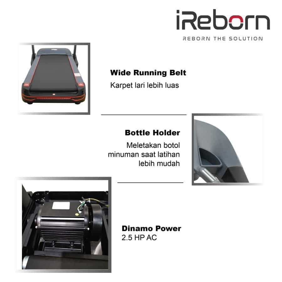 IREBORN - New Alat Olahraga Fitness Gym Treadmill Listrik Elektrik iReborn x9 Auto Incline - Image 4