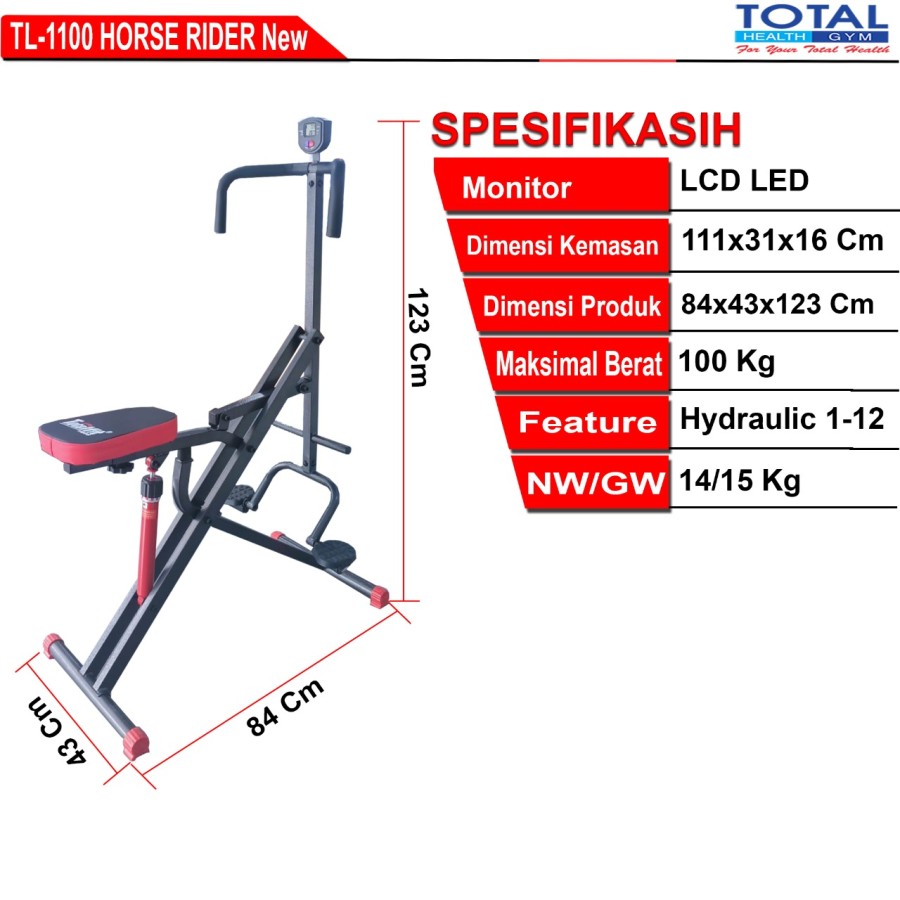 TOTAL GYM - Alat Olahraga Fitness Horse Rider TL 1100 Home Squat Pelangsing Tubuh - Image 4