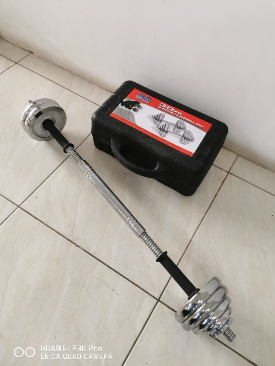 TOTAL GYM - New Alat Olahraga Angkat Beban Fitness Dumbbell Set Chrome 30 Kg Total Fitness - Image 4