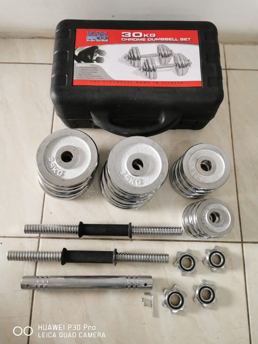TOTAL GYM - New Alat Olahraga Angkat Beban Fitness Dumbbell Set Chrome 30 Kg Total Fitness - Image 3