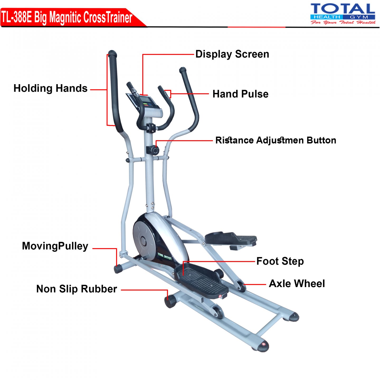 TOTAL GYM - New Alat Kesehatan Olahraga Fitness Sepeda Big Elliptical Bike Crosstrainer Magnetic TL 388 E - Image 5