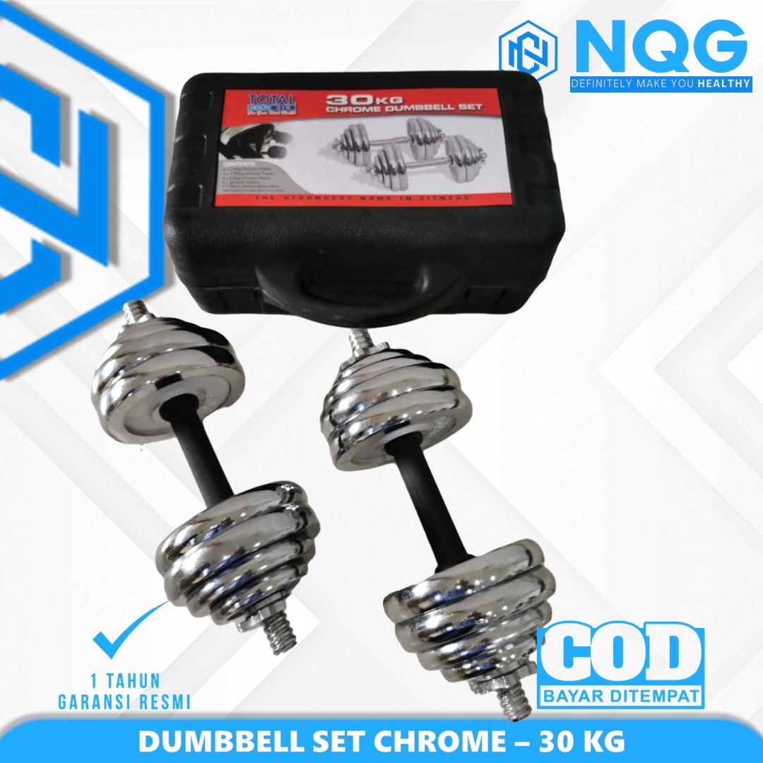 TOTAL GYM - New Alat Olahraga Angkat Beban Fitness Dumbbell Set Chrome 30 Kg Total Fitness