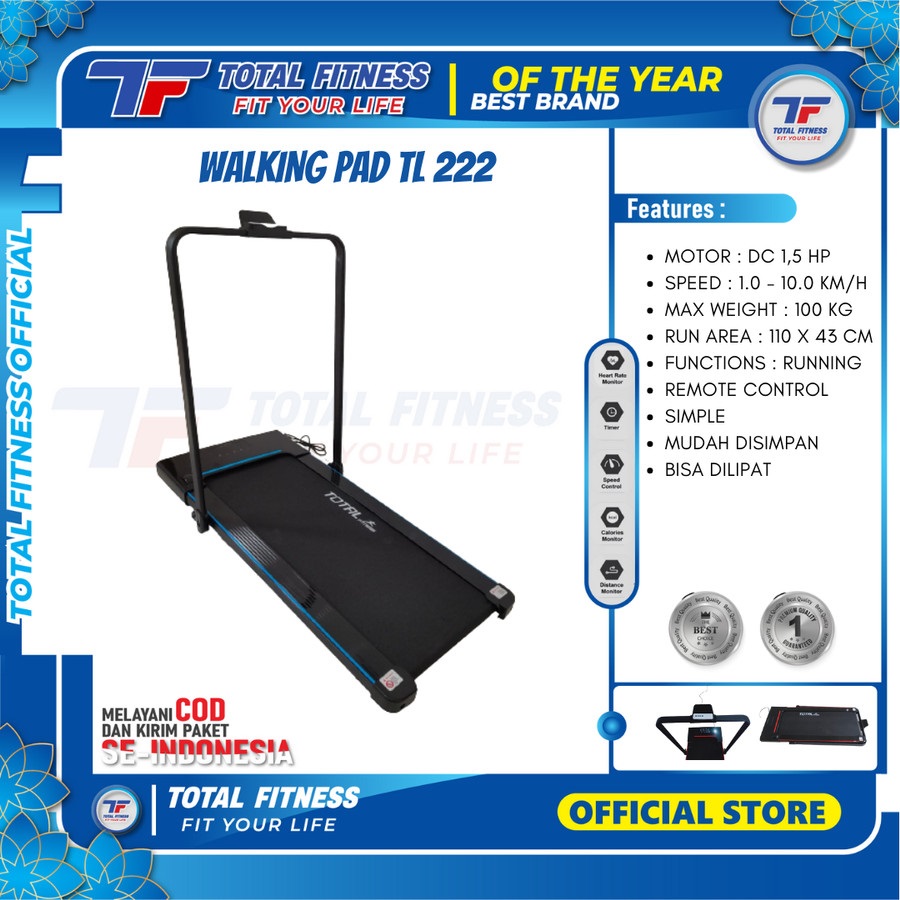 TOTAL GYM - New Alat Olahraga Fitness Gym Walking Pad Smart Treadmill Listrik Elektrik TL 222 - Image 3