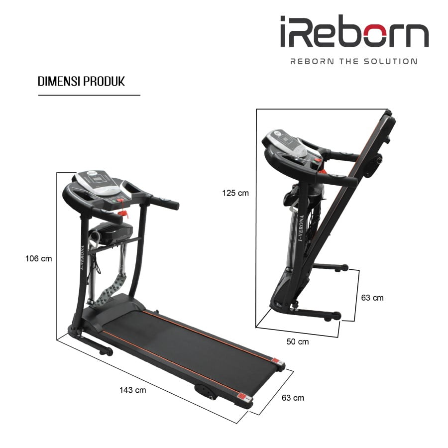 IREBORN - New Alat Olahraga Fitness Gym Walking Pad Treadmill Listrik Elektrik iReborn I Verona - Image 2