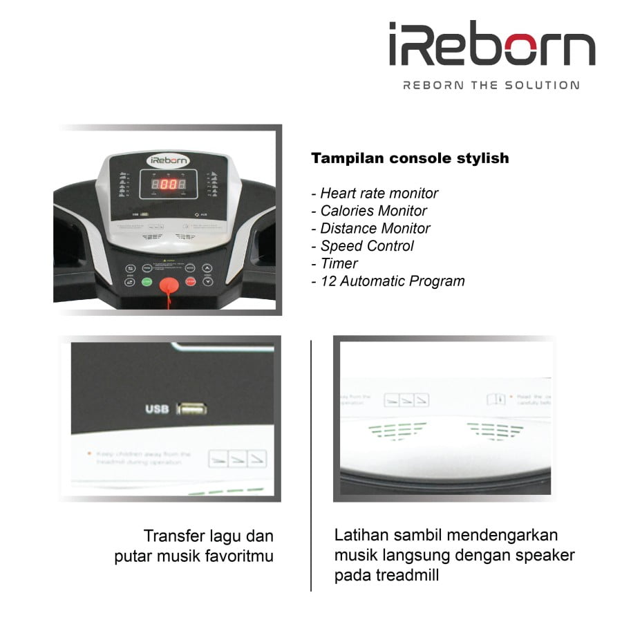 IREBORN - New Alat Olahraga Fitness Gym Walking Pad Treadmill Listrik Elektrik iReborn I Verona - Image 5
