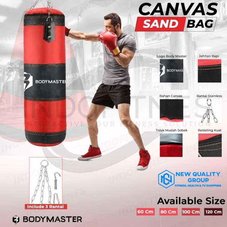NQG - New Alat Olahraga Fitness Gym Sandsack Samsak Tinju Boxing Bag Canvas Packing BM 60 cm - Image 4