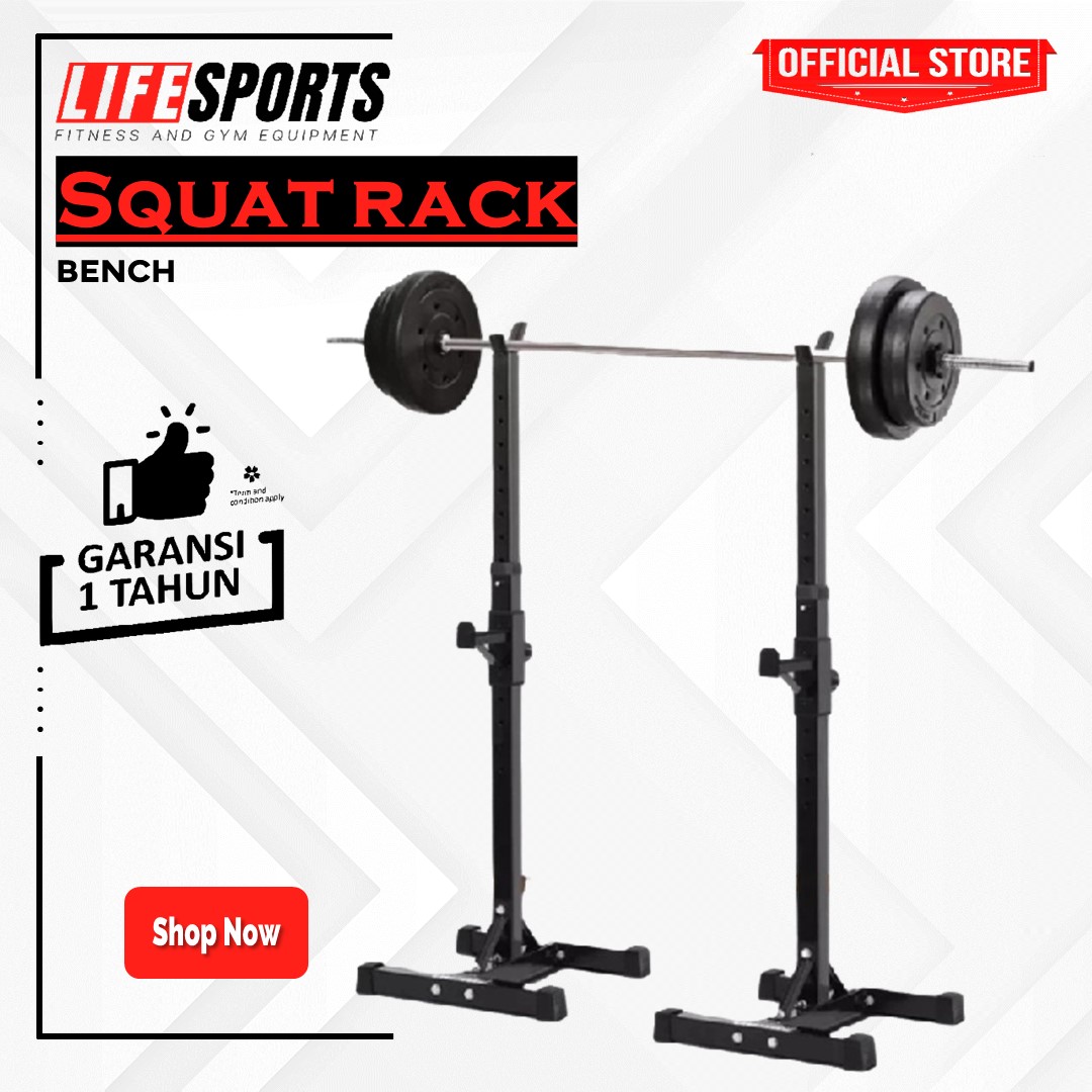 LIFESPORTS - New Alat Olahraga Fitness Gym Squat Rack Bench BM Original - Image 2