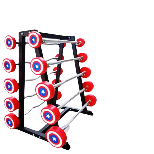 LIFESPORTS - New Alat Olahraga Fitness Sport Gym Straight EZ Barbell Captain America Set Plus Rack Dumbbell Set Lifesports