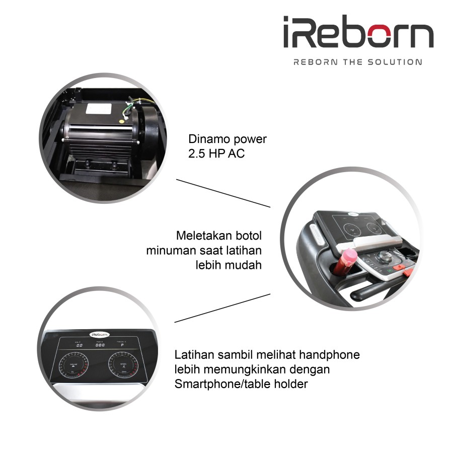 IREBORN - New Alat Olahraga Fitness Gym Treadmill Listrik Elektrik Commercial iReborn X8 Auto Incline - Image 5